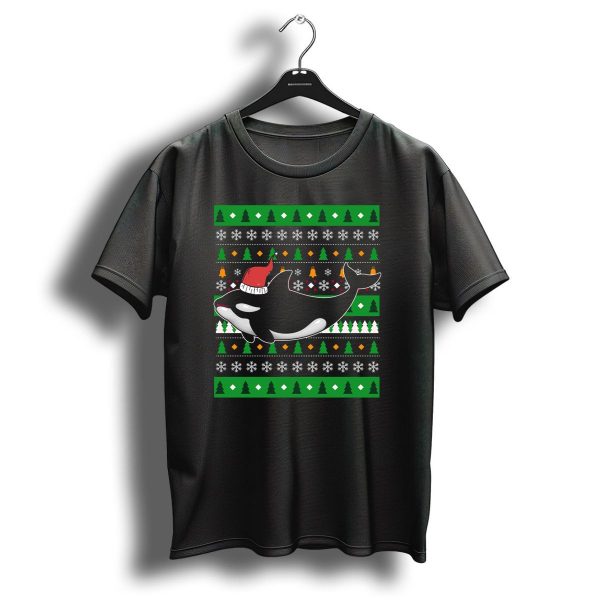Orca Zookeeper Ugly Christmas Killer Whale Santa Hat Snowflakes Trees T Shirt 1 t shirt 1