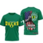 Oregon Ducks 2025 Firefighter American Flag All-Over Print T-Shirt
