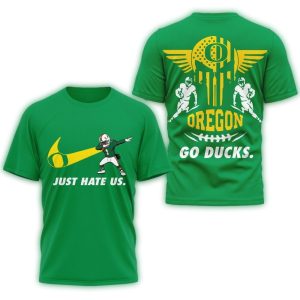 Oregon Ducks 2025 Just Hate Us All-Over Print T-Shirt
