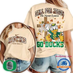 Oregon Ducks 2025 Ncaa Season Fall For Jesus All-Over Print T-Shirt