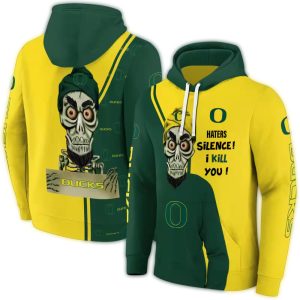 Oregon Ducks Achmed Skull Green All-Over Print Hoodie
