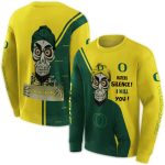 Oregon Ducks Achmed Skull Green All-Over Print Sweatshirt