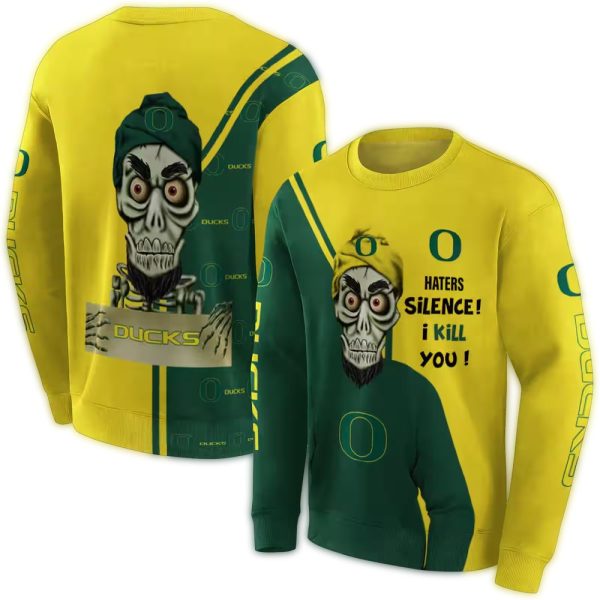 Oregon Ducks Achmed Skull Green AOP Sweatshirt 1