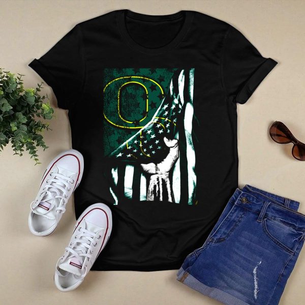 Oregon Ducks American Flag Fist and Stars T Shirt 1