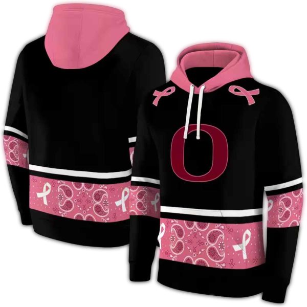 Oregon Ducks Awareness Ribbon Black Pink AOP Hoodie 1