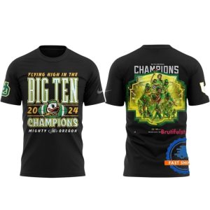 Oregon Ducks Big Ten Champions Black All-Over Print T-Shirt