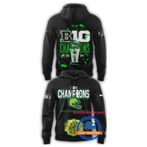 Oregon Ducks Big Ten Champions Black All-Over Print Hoodie