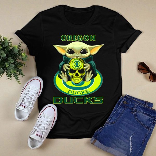 Oregon Ducks Baby Alien Holding Skull T Shirt 1