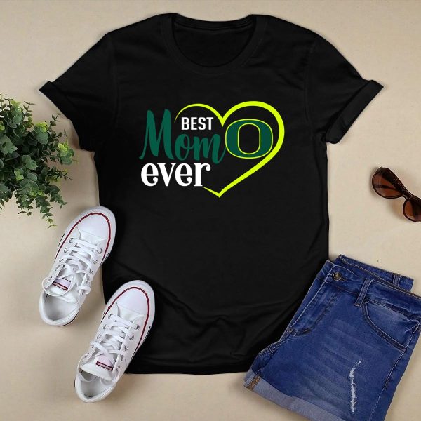 Oregon Ducks Best Mom Ever Heart O T Shirt 1