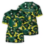 Oregon Ducks Big Logo And Flower Pattern All-Over Print T-Shirt