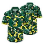 Oregon Ducks Big Logo And Flower Pattern Hawaiian Shirt