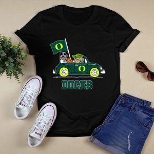 Oregon Ducks Darth Vader Baby Yoda Car Star Wars Football T-Shirt