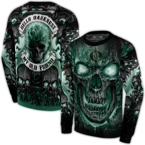 Oregon Ducks Demonic Skull AOP Sweatshirt 1