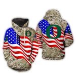 Oregon Ducks Flag American Camo Veteran All-Over Print Hoodie