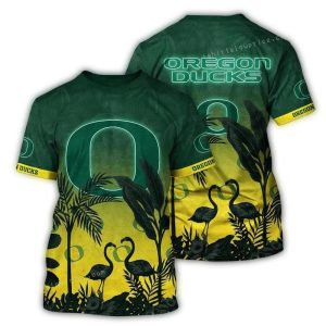Oregon Ducks Flamingo Landscape Vintage All-Over Print T-Shirt