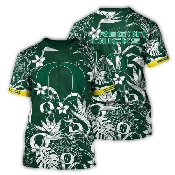 Oregon Ducks Floral Flower AOP T Shirt 1