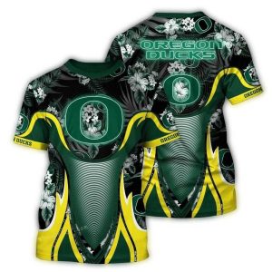 Oregon Ducks Floral Flower Armor All-Over Print T-Shirt
