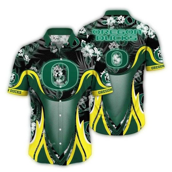 Oregon Ducks Floral Flower Armor Hawaiian Shirt 1