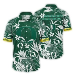 Oregon Ducks Floral Flower Hawaiian Shirt
