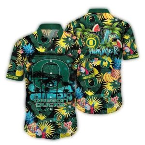 Oregon Ducks Floral Fruit Beach Tropical Hawaiian Shirt