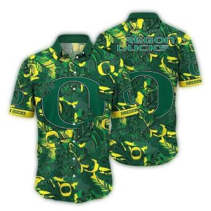 Oregon Ducks Floral Leafs Pattern Art Hawaiian Shirt