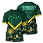 Oregon Ducks Flower Green Tropical All-Over Print T-Shirt