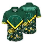Oregon Ducks Flower Green Tropical Hawaiian Shirt