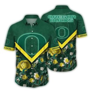 Oregon Ducks Flower Green Tropical Hawaiian Shirt