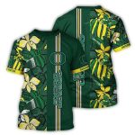 Oregon Ducks Flower Leafs Stripe Art All-Over Print T-Shirt