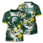 Oregon Ducks Flower Pattern Vintage All-Over Print T-Shirt