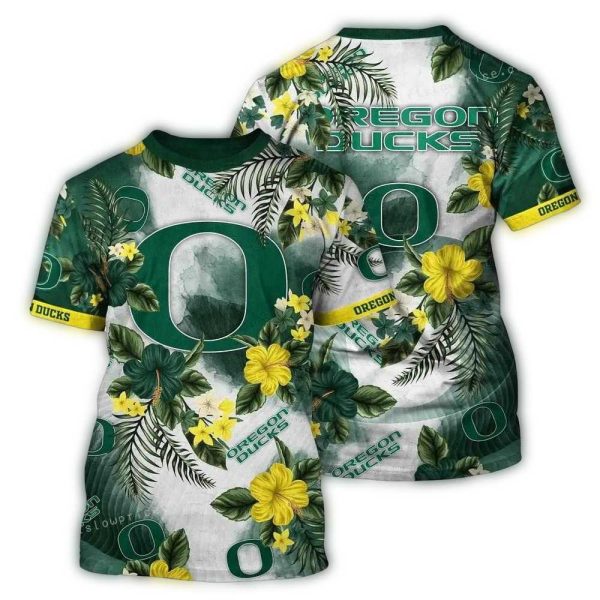 Oregon-Ducks-Flower-Pattern-Vintage-AOP-T-Shirt-1 Oregon Ducks Flower Pattern Vintage AOP T Shirt 1