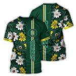 Oregon Ducks Flower Stripe Green All-Over Print T-Shirt