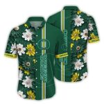 Oregon Ducks Flower Stripe Green Hawaiian Shirt
