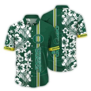 Oregon Ducks Flower Stripe Hawaiian Shirt