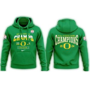 Oregon Ducks Football 2024 Fiesta Bowl Champions Green All-Over Print Hoodie