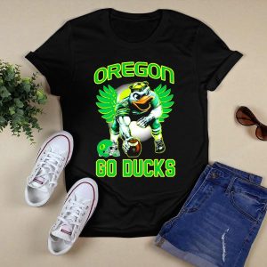 Oregon Ducks Football Go Ducks Mascot With Green Wings And Helmet T-Shirt
