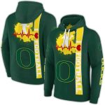 Oregon Ducks Football Heartbeat All-Over Print Hoodie