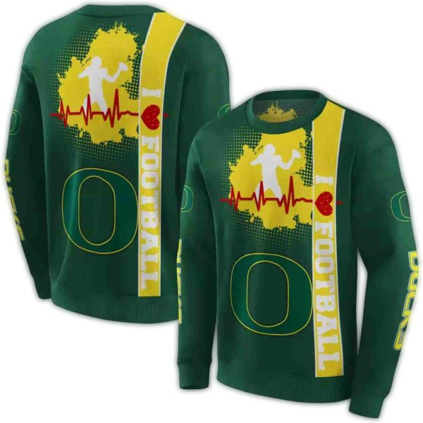 Oregon Ducks Football Heartbeat AOP Sweatshirt 1