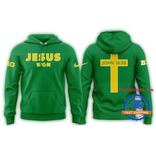 Oregon Ducks Football New Design 2025 Jesus Won Hoodie 1