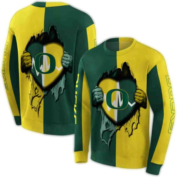Oregon Ducks Heartbeat Graphic AOP Sweatshirt 1