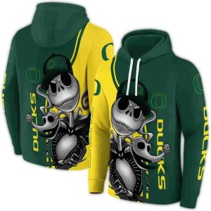Oregon Ducks Jack Skellington All-Over Print Hoodie