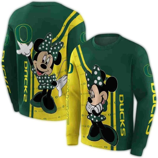 Oregon Ducks Minnie Mouse AOP Sweatshirt 1