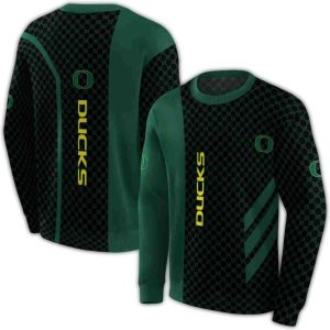 Oregon Ducks Monogram Pattern All-Over Print Sweatshirt