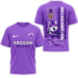 Oregon Ducks Ncaa National Purple Heart Day All-Over Print T-Shirt