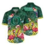 Oregon Ducks Parrot And Flamingo Art Hawaiian Shirt