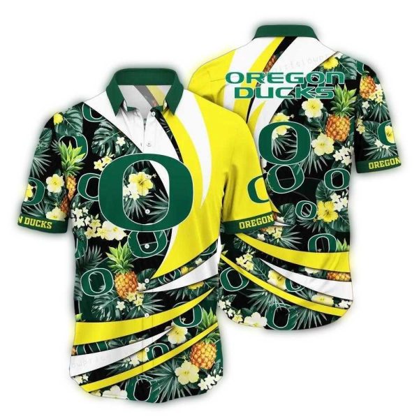 Oregon Ducks Pineapple Floral Tropical Hawaiian Shirt 1