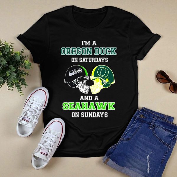 Oregon Ducks Saturdays Seahawks Sundays T Shirt 1