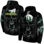 Oregon Ducks Skull Artwork All-Over Print Hoodie