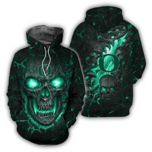 Oregon Ducks Skull Eyes Lighting Art All-Over Print Hoodie