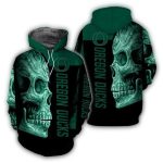 Oregon Ducks Skull Football All-Over Print Hoodie